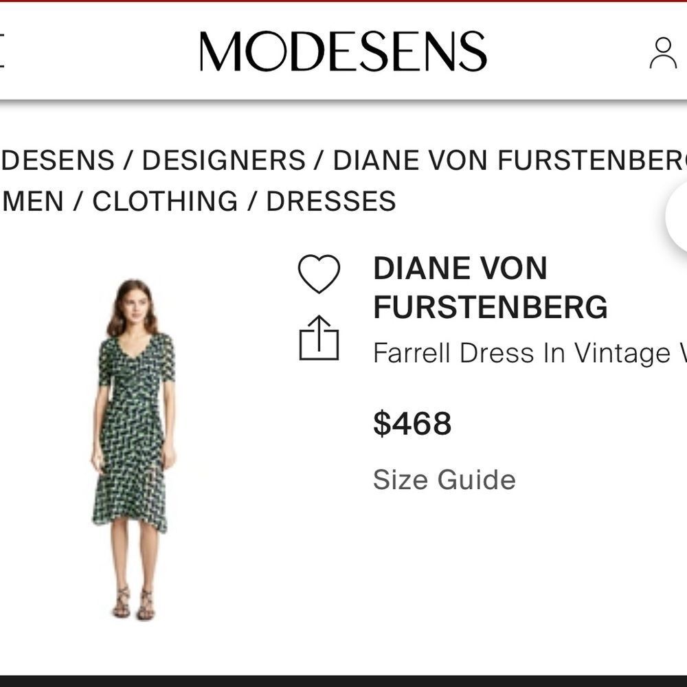 Diane Von Furstenberg Green Patterned Midi Dress